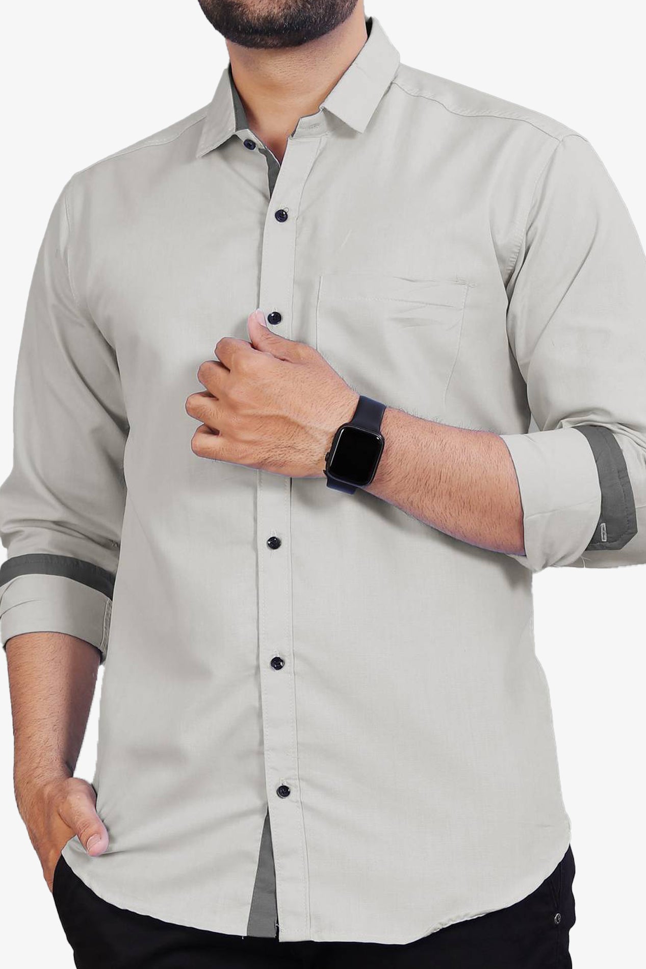 LAFRP LIGHT GREY | SLIM FIT PREMIUM POLO NECK CASUAL SHIRT | TEASERWEAR