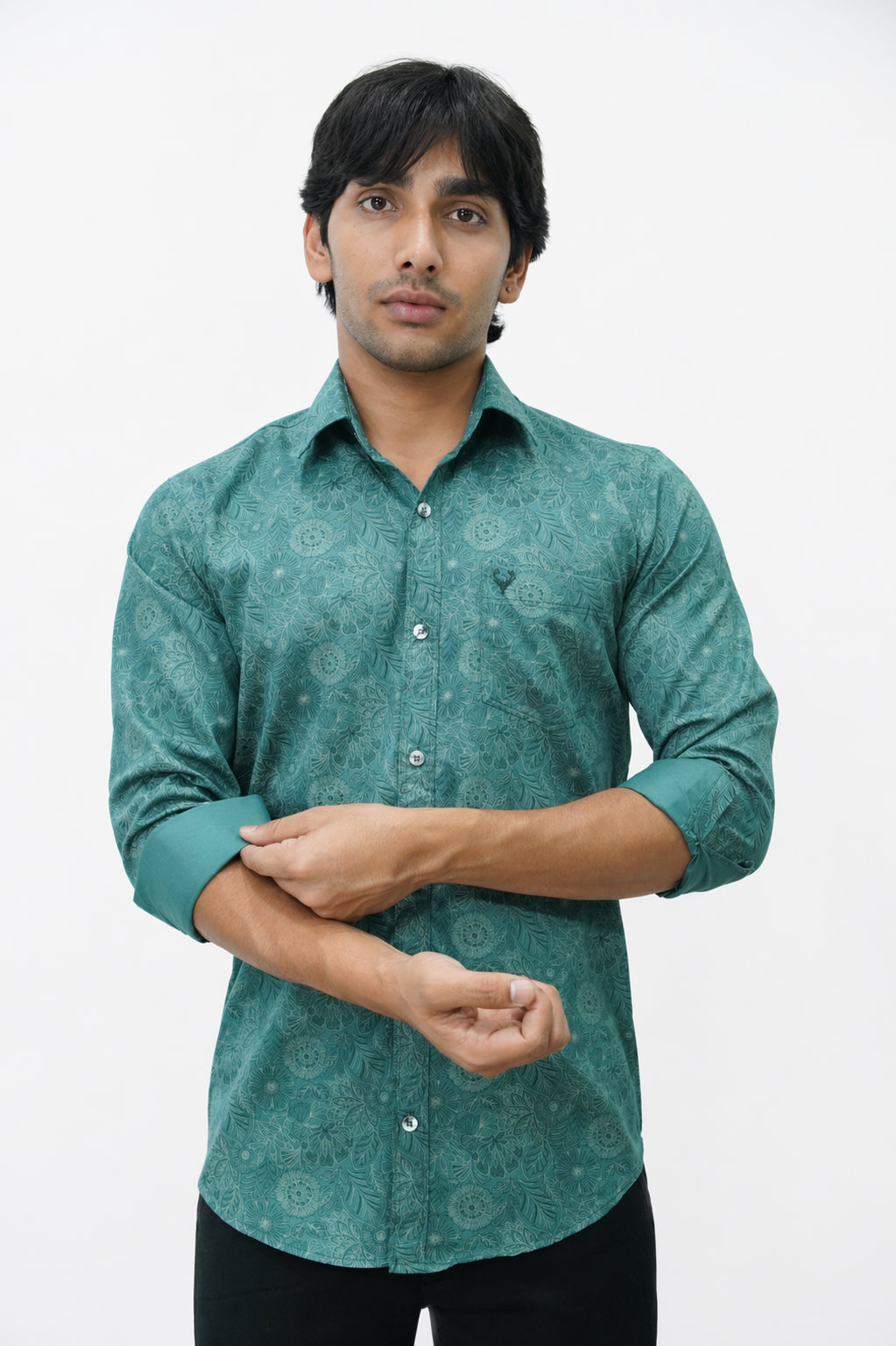 SATPR GREEN | SLIM FIT PREMIUM POLO NECK CASUAL SHIRT | TEASERWEAR