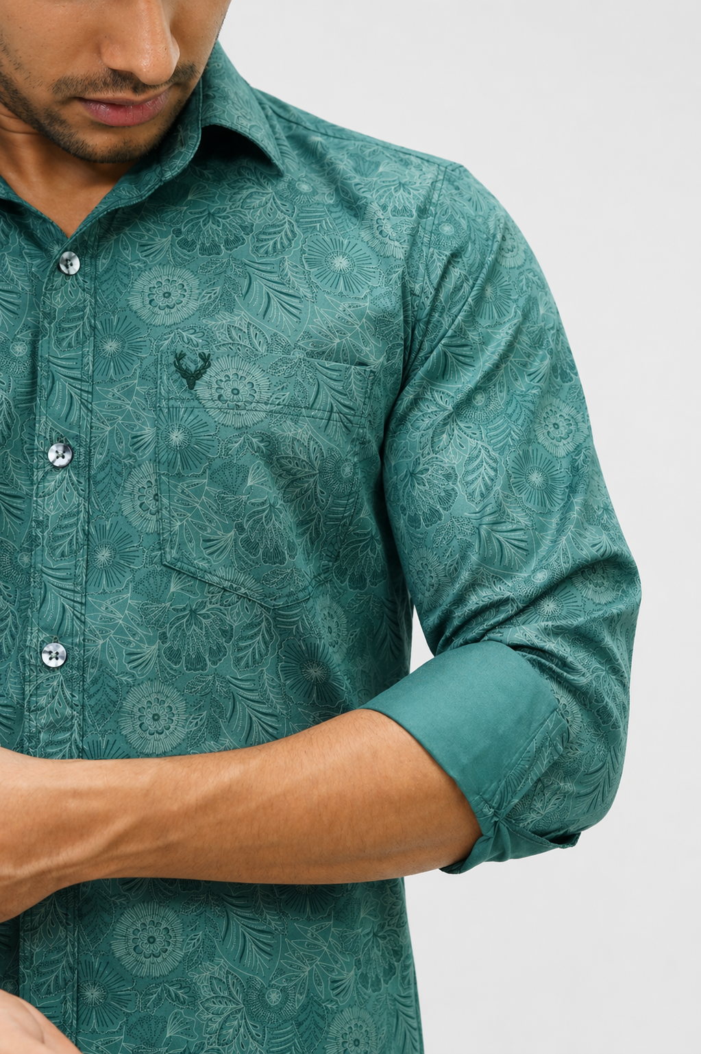 SATPR GREEN | SLIM FIT PREMIUM POLO NECK CASUAL SHIRT | TEASERWEAR