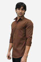 SATPR LIGHT BROWN | SLIM FIT PREMIUM POLO NECK CASUAL SHIRT | TEASERWEAR