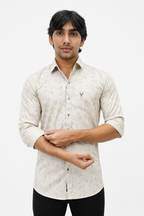 SATPR CREAM | SLIM FIT PREMIUM POLO NECK CASUAL SHIRT | TEASERWEAR