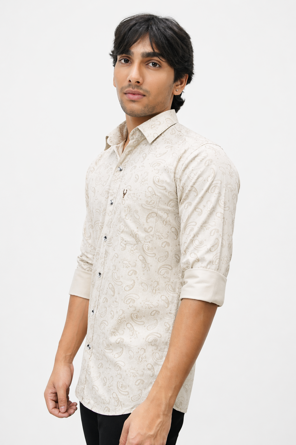SATPR CREAM | SLIM FIT PREMIUM POLO NECK CASUAL SHIRT | TEASERWEAR