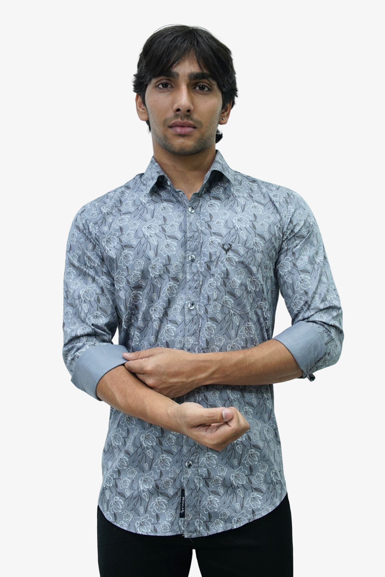 SATPR DARK GREY | SLIM FIT PREMIUM POLO NECK CASUAL SHIRT | TEASERWEAR