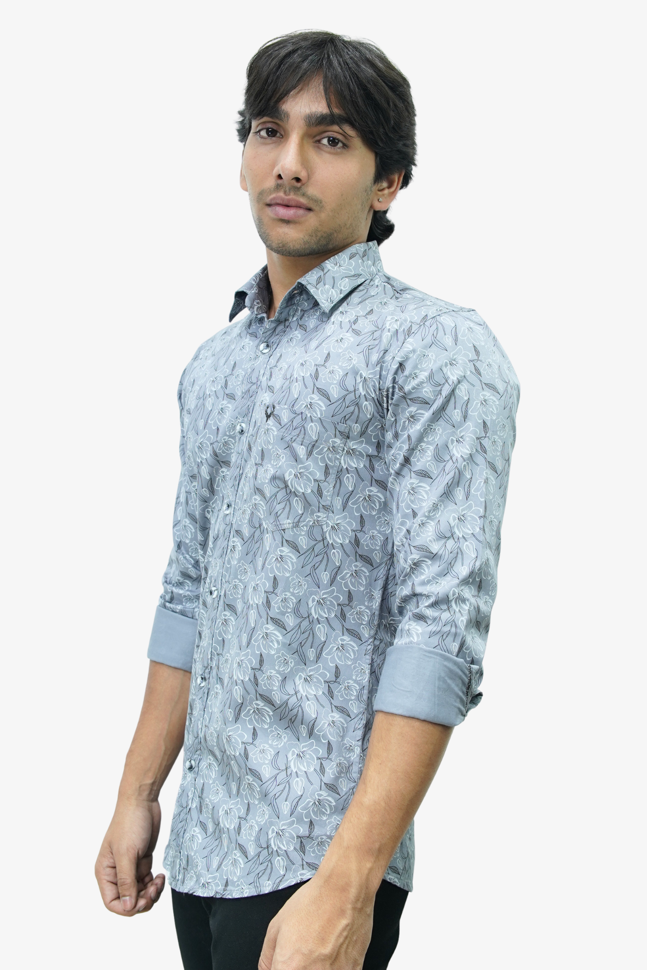 SATPR DARK GREY | SLIM FIT PREMIUM POLO NECK CASUAL SHIRT | TEASERWEAR