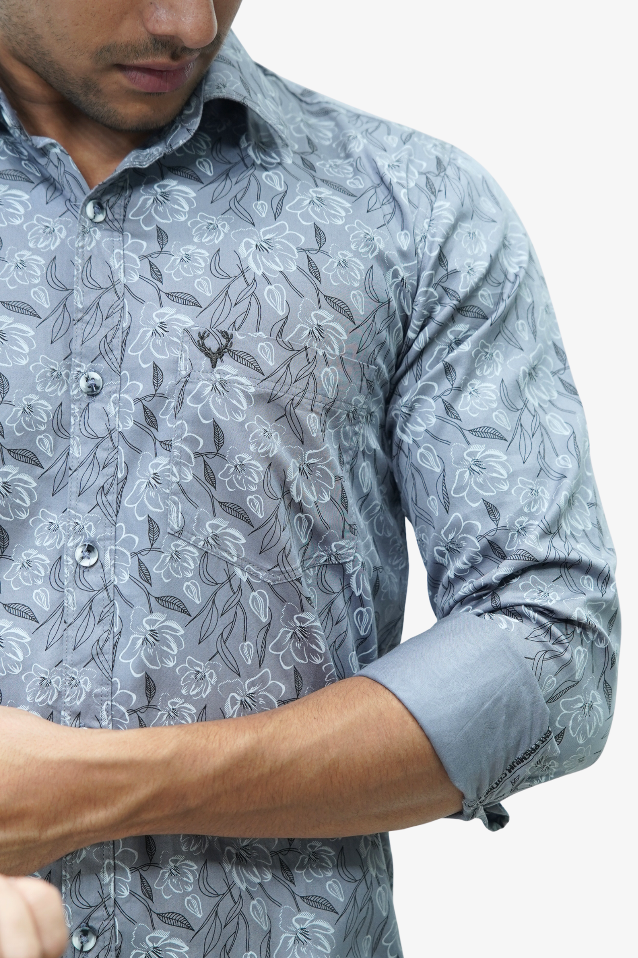 SATPR DARK GREY | SLIM FIT PREMIUM POLO NECK CASUAL SHIRT | TEASERWEAR