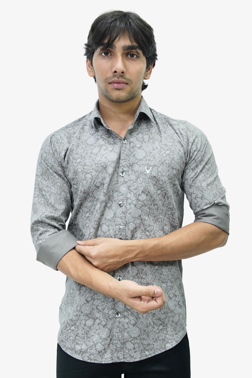 SATPR LIGHT-GREY | SLIM FIT PREMIUM POLO NECK CASUAL SHIRT | TEASERWEAR