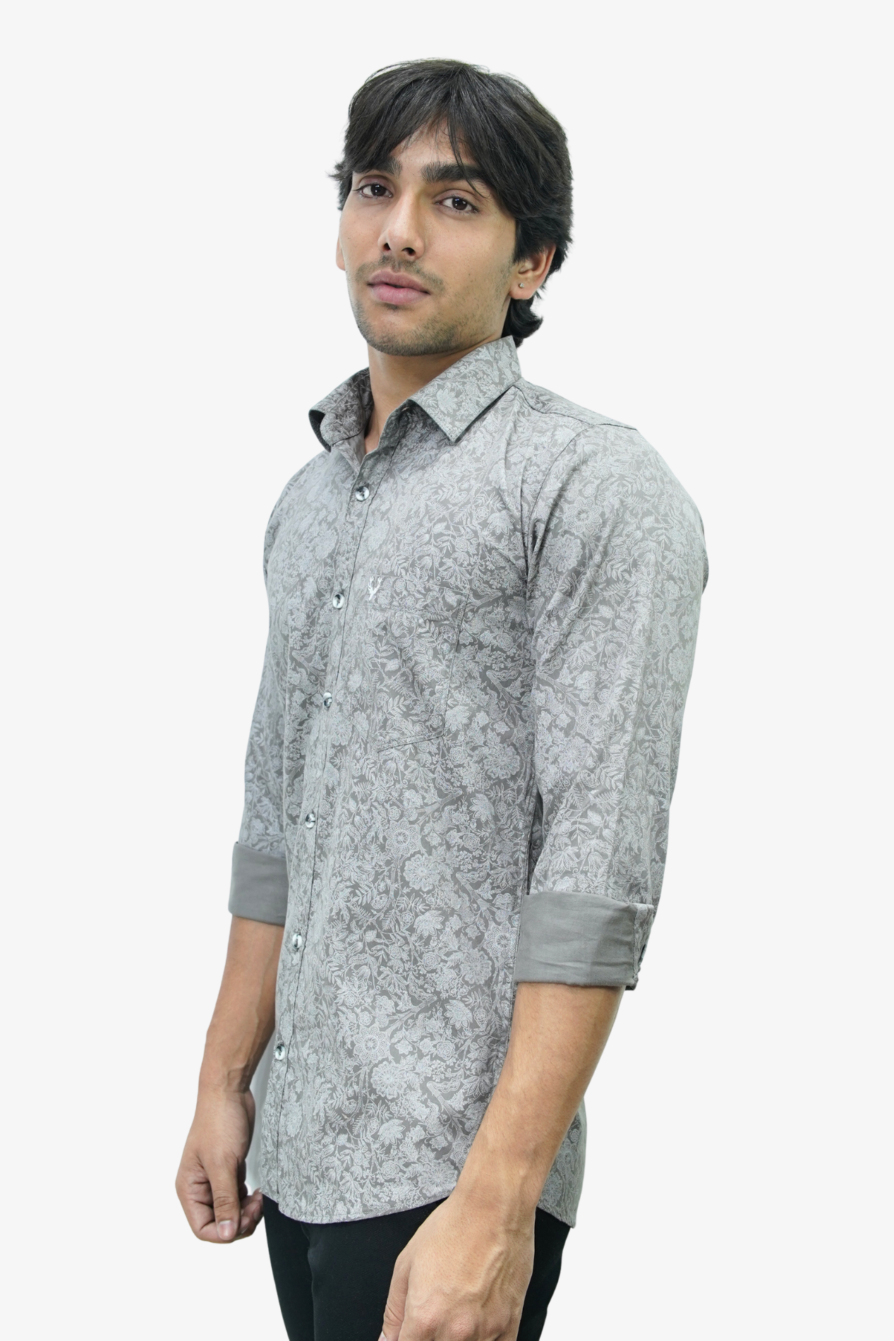 SATPR LIGHT-GREY | SLIM FIT PREMIUM POLO NECK CASUAL SHIRT | TEASERWEAR