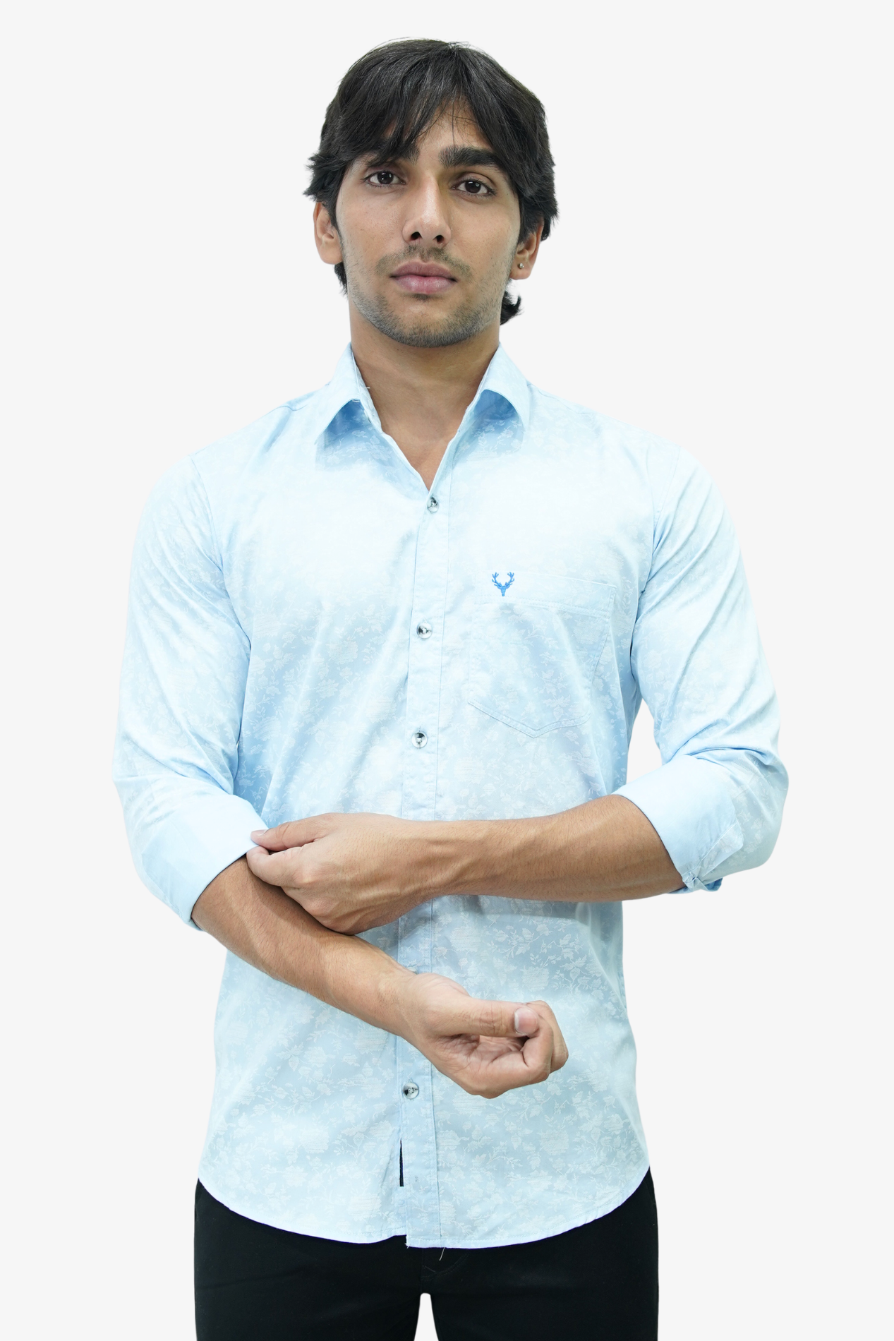 SATPR LIGHT SKY BLUE | SLIM FIT PREMIUM POLO NECK CASUAL SHIRT | TEASERWEAR