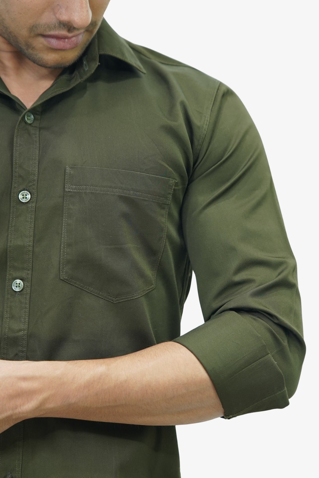 SATP DARK GREEN | SLIM FIT PREMIUM POLO NECK CASUAL SHIRT | TEASERWEAR