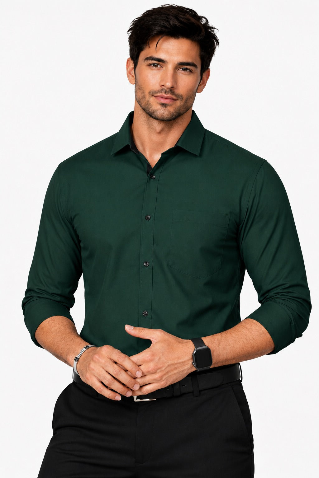 LAFRP DARK GREEN | SLIM FIT PREMIUM POLO NECK CASUAL SHIRT | TEASERWEAR