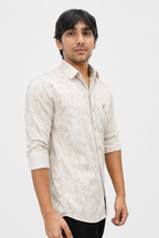 SATPR CREAM | SLIM FIT PREMIUM POLO NECK CASUAL SHIRT | TEASERWEAR