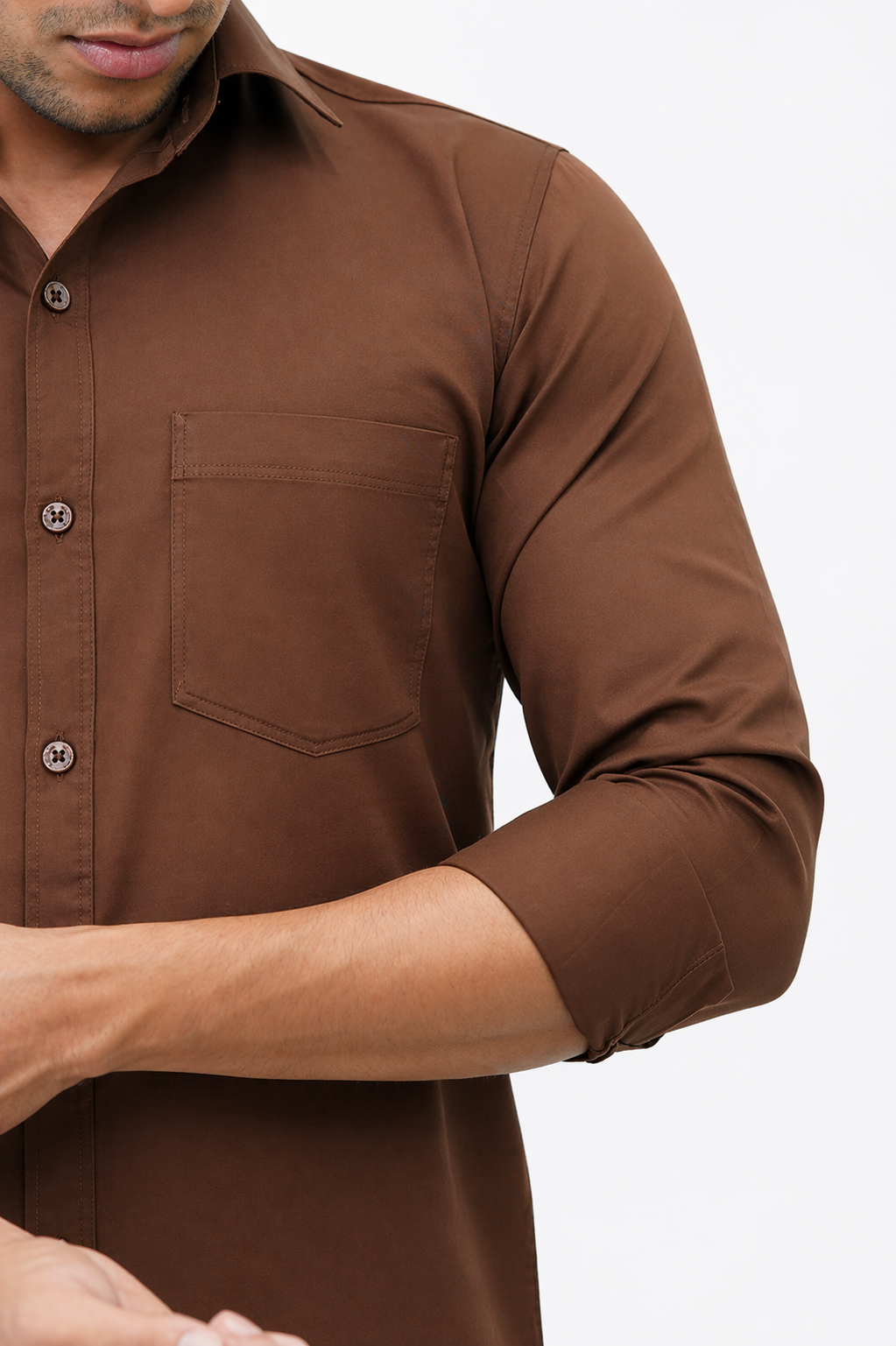 SATPR LIGHT BROWN | SLIM FIT PREMIUM POLO NECK CASUAL SHIRT | TEASERWEAR