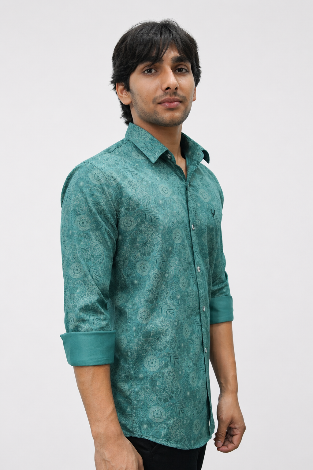 SATPR GREEN | SLIM FIT PREMIUM POLO NECK CASUAL SHIRT | TEASERWEAR
