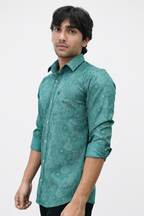SATPR GREEN | SLIM FIT PREMIUM POLO NECK CASUAL SHIRT | TEASERWEAR
