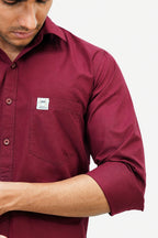 OXFP MAROON | SLIM FIT PREMIUM POLO NECK CASUAL SHIRT | TEASERWEAR