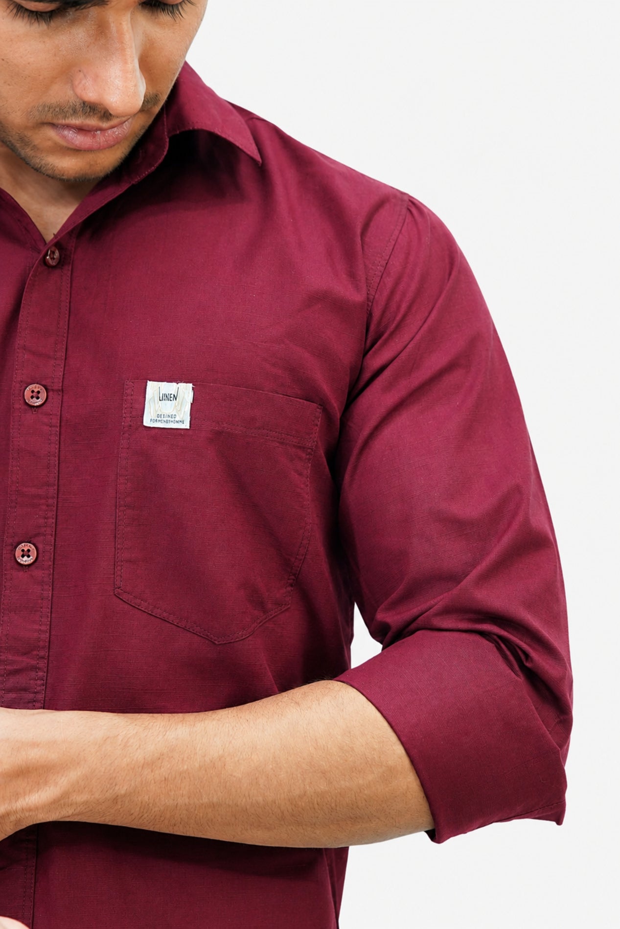 OXFP MAROON | SLIM FIT PREMIUM POLO NECK CASUAL SHIRT | TEASERWEAR