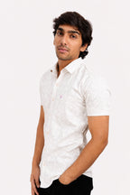 DOBHP WHITE | SLIM FIT PREMIUM POLO NECK CASUAL SHIRT | TEASERWEAR