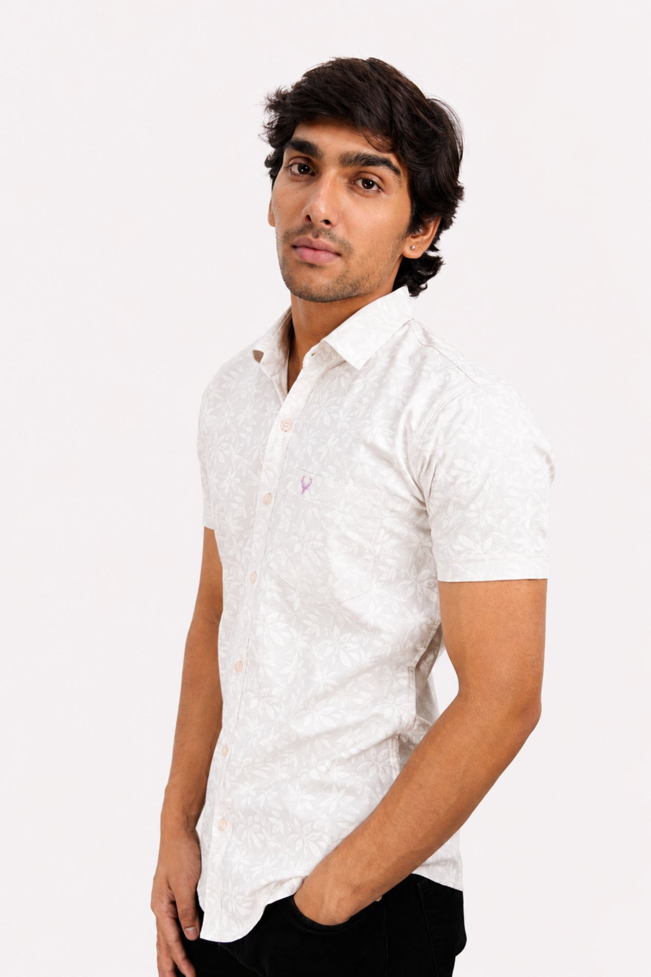DOBHP WHITE | SLIM FIT PREMIUM POLO NECK CASUAL SHIRT | TEASERWEAR