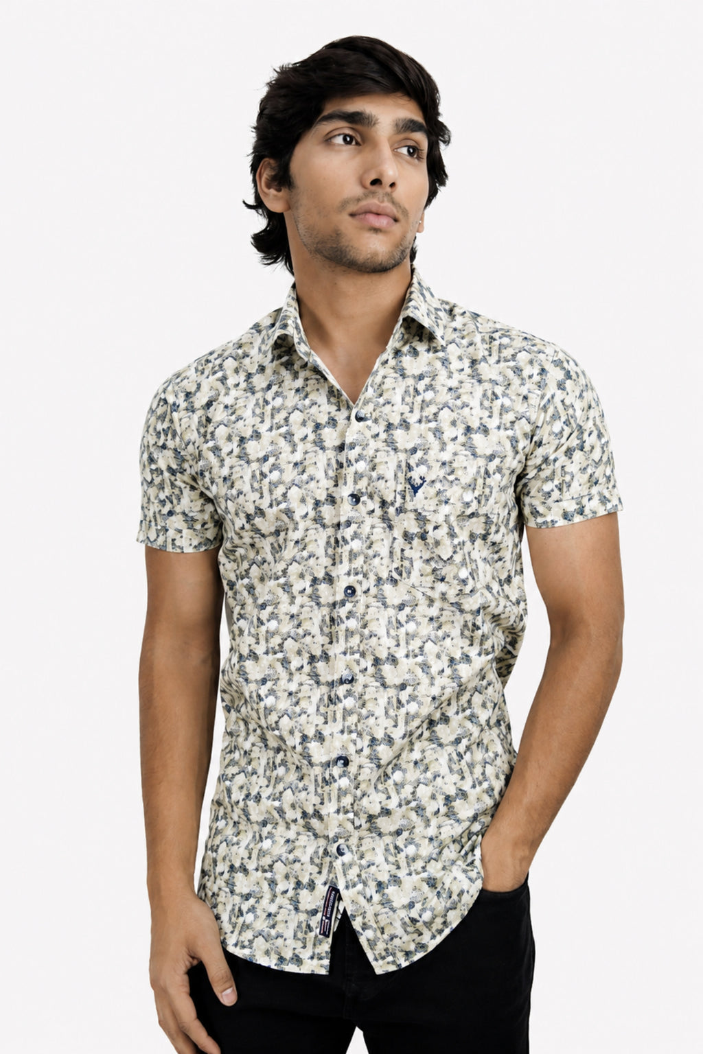 DOBHP CREAM | SLIM FIT PREMIUM POLO NECK CASUAL SHIRT | TEASERWEAR
