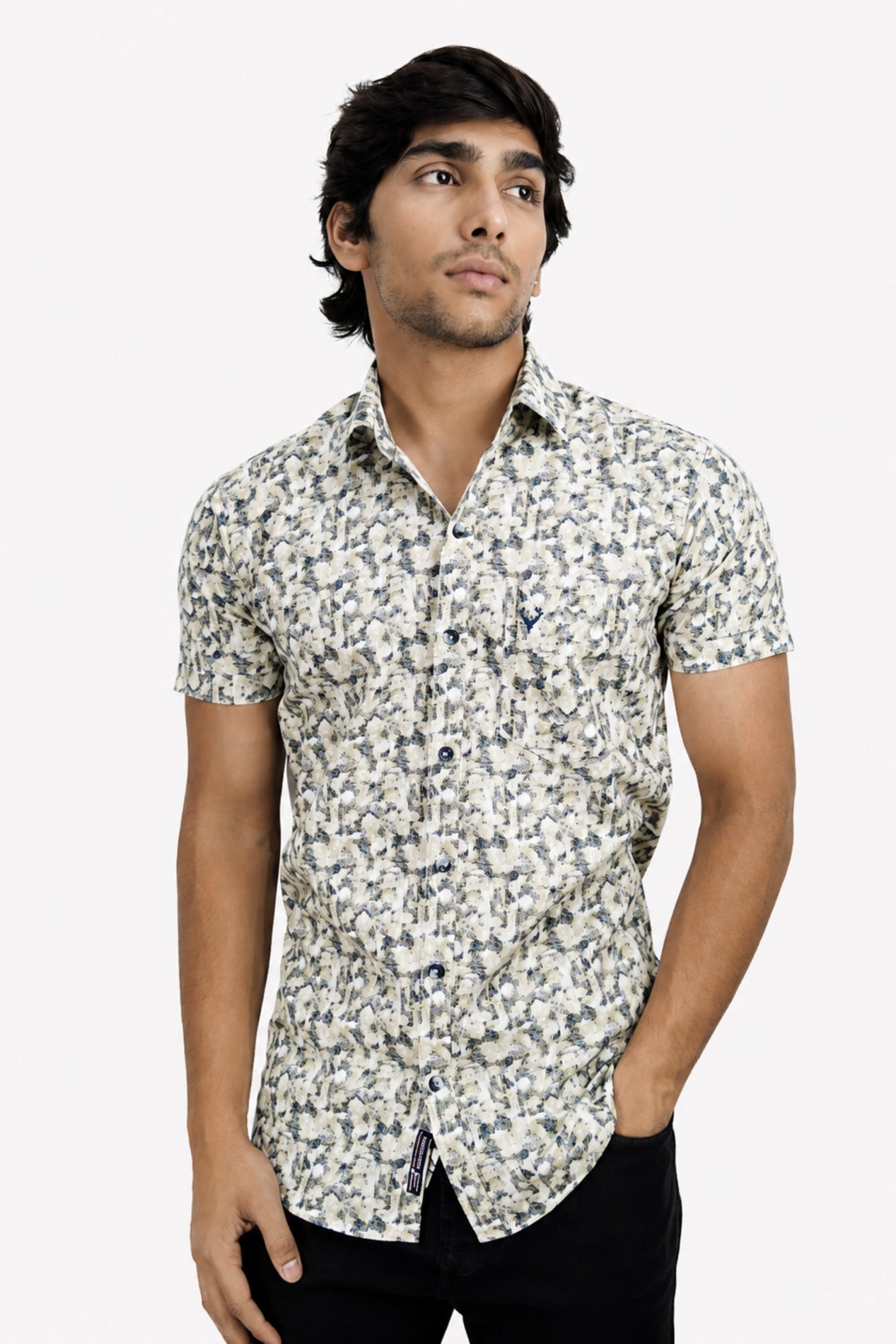 DOBHP CREAM | SLIM FIT PREMIUM POLO NECK CASUAL SHIRT | TEASERWEAR