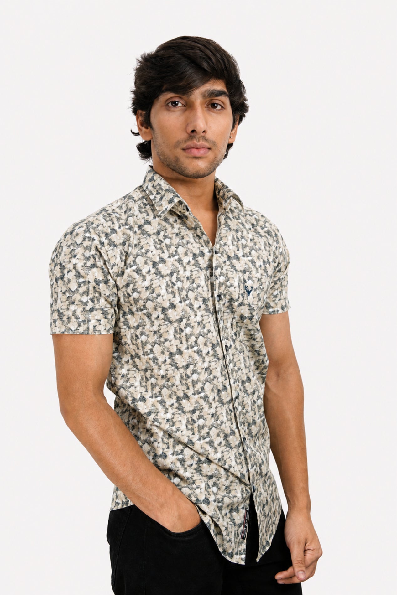 DOBHP CREAM | SLIM FIT PREMIUM POLO NECK CASUAL SHIRT | TEASERWEAR