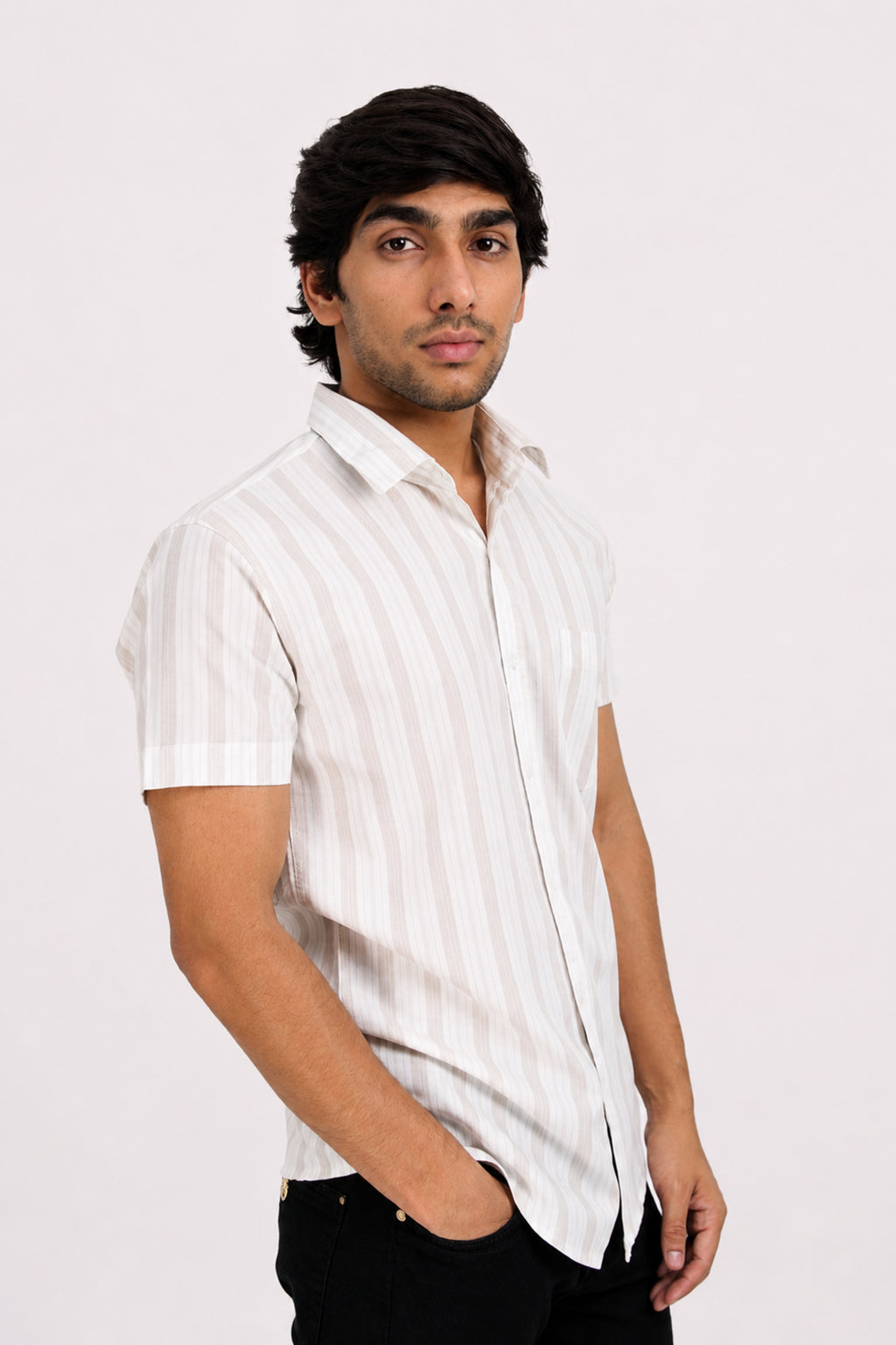 OXFHL CREAM | SLIM FIT PREMIUM POLO NECK CASUAL SHIRT | TEASERWEAR