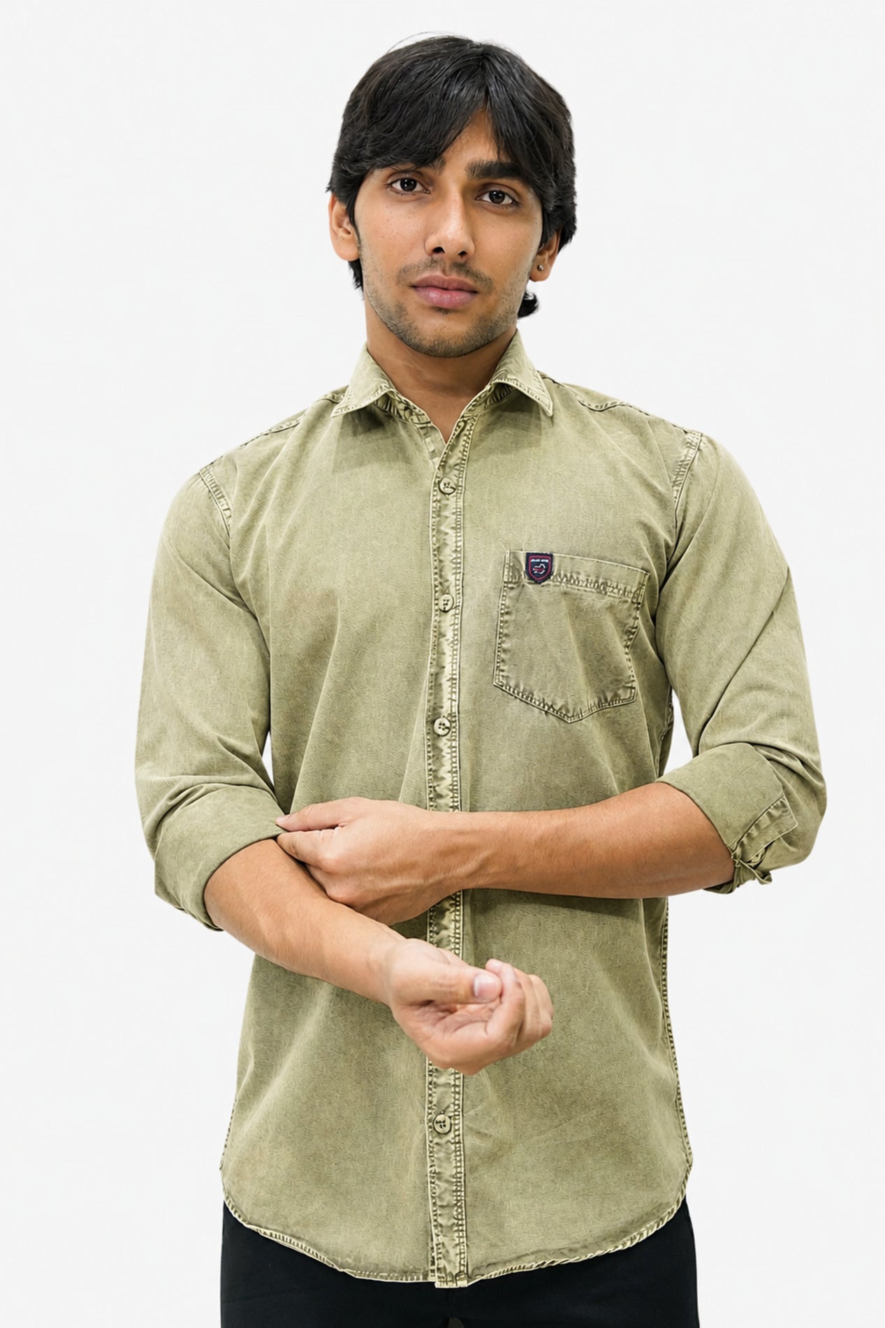 ROF GREEN | SLIM FIT PREMIUM POLO NECK CASUAL SHIRT | TEASERWEAR
