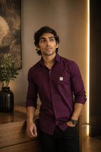 LINP MAROON | SLIM FIT PREMIUM POLO NECK CASUAL SHIRT | TEASERWEAR