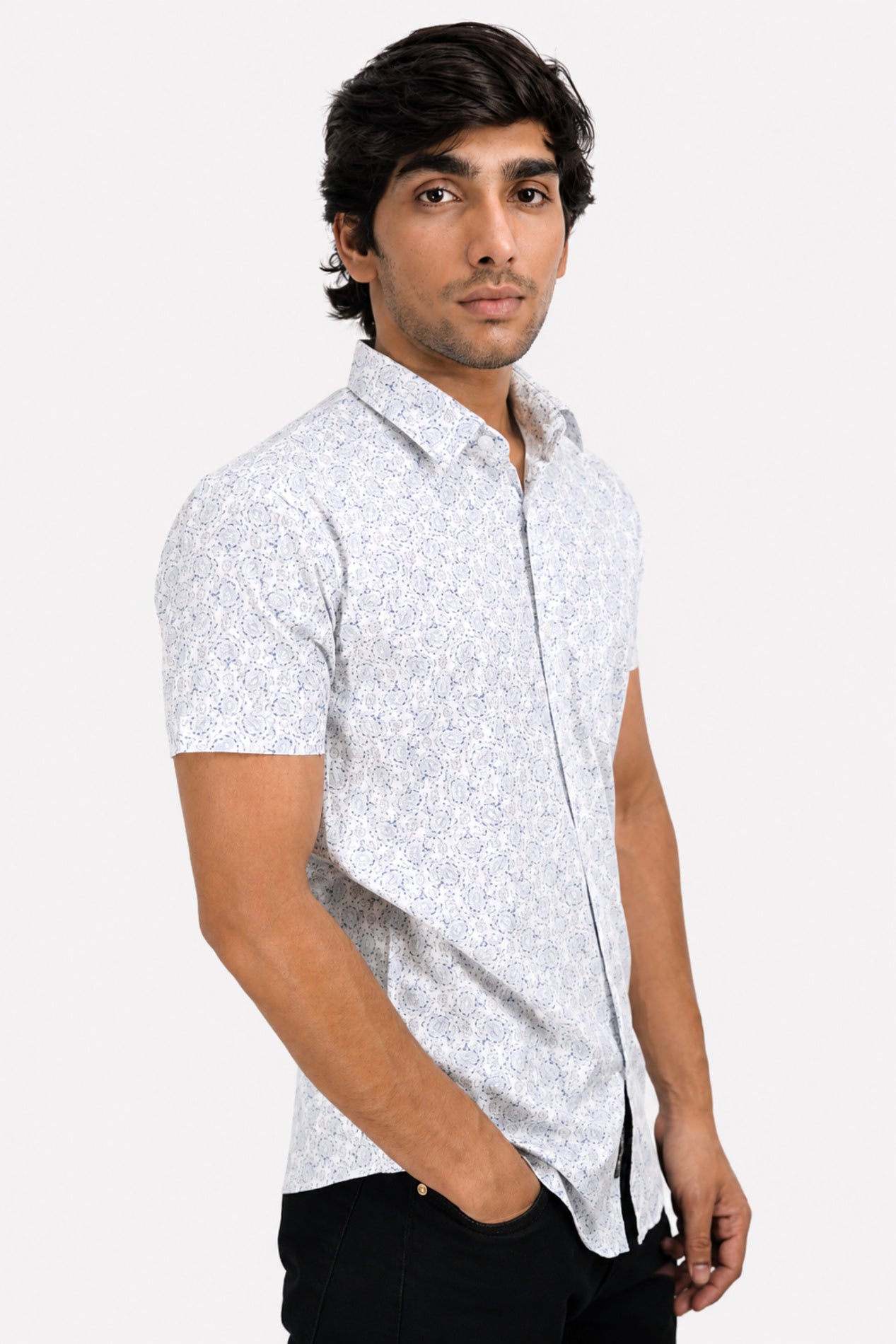 DOBHP BLUE | SLIM FIT PREMIUM POLO NECK CASUAL SHIRT | TEASERWEAR