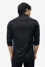 OXFP BLACK | SLIM FIT PREMIUM POLO NECK CASUAL SHIRT | TEASERWEAR