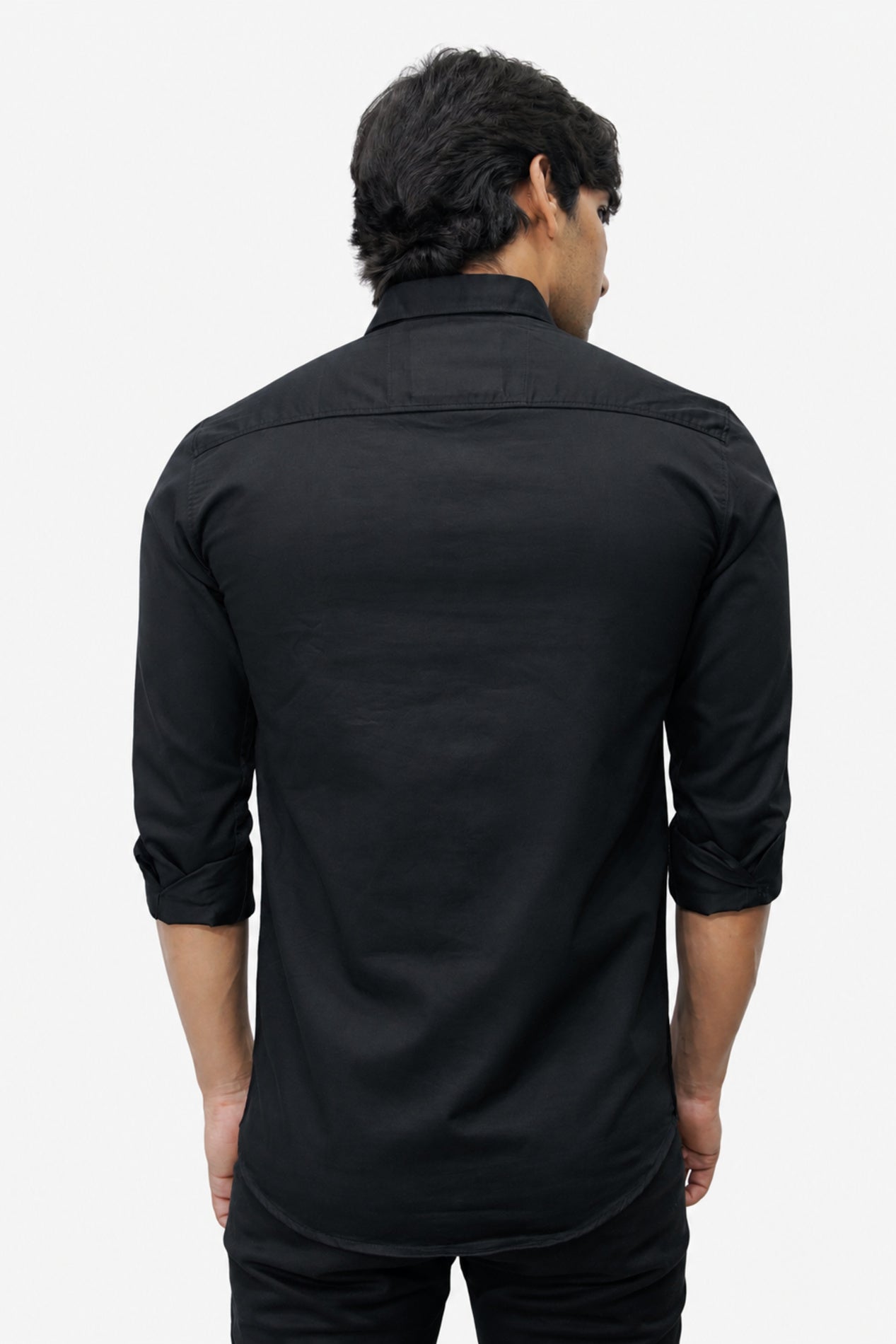 OXFP BLACK | SLIM FIT PREMIUM POLO NECK CASUAL SHIRT | TEASERWEAR