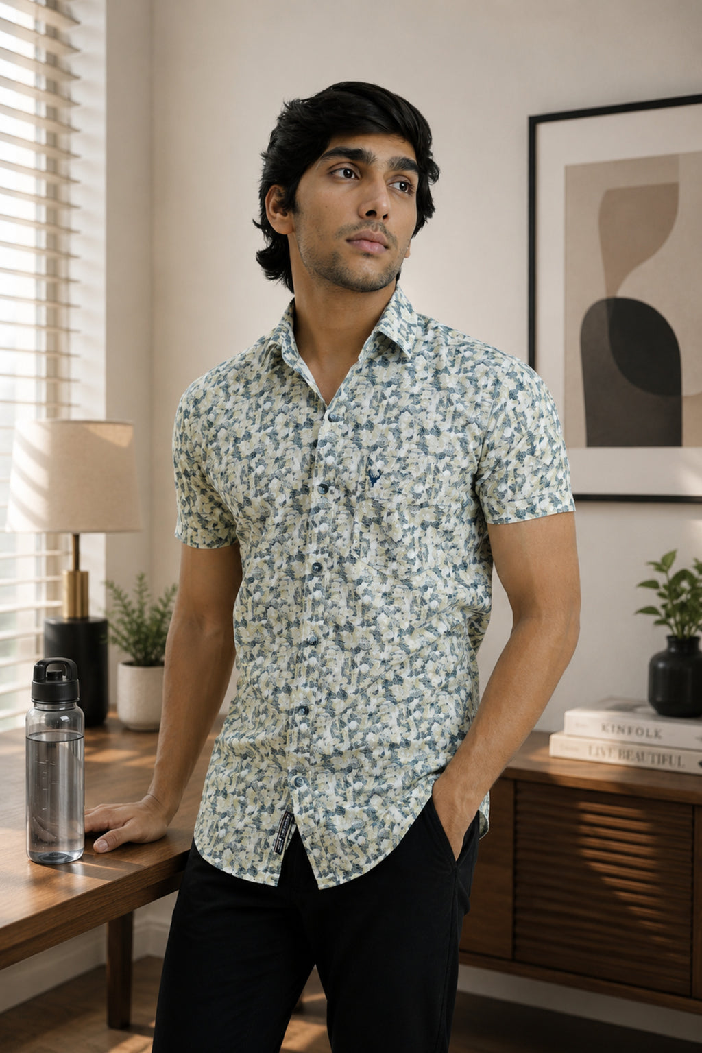 DOBHP CREAM | SLIM FIT PREMIUM POLO NECK CASUAL SHIRT | TEASERWEAR