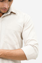 OXFP CREAM | SLIM FIT PREMIUM POLO NECK CASUAL SHIRT | TEASERWEAR