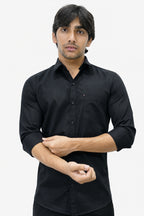 OXFP BLACK | SLIM FIT PREMIUM POLO NECK CASUAL SHIRT | TEASERWEAR