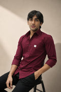 OXFP MAROON | SLIM FIT PREMIUM POLO NECK CASUAL SHIRT | TEASERWEAR