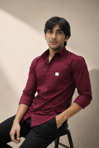 OXFP MAROON | SLIM FIT PREMIUM POLO NECK CASUAL SHIRT | TEASERWEAR
