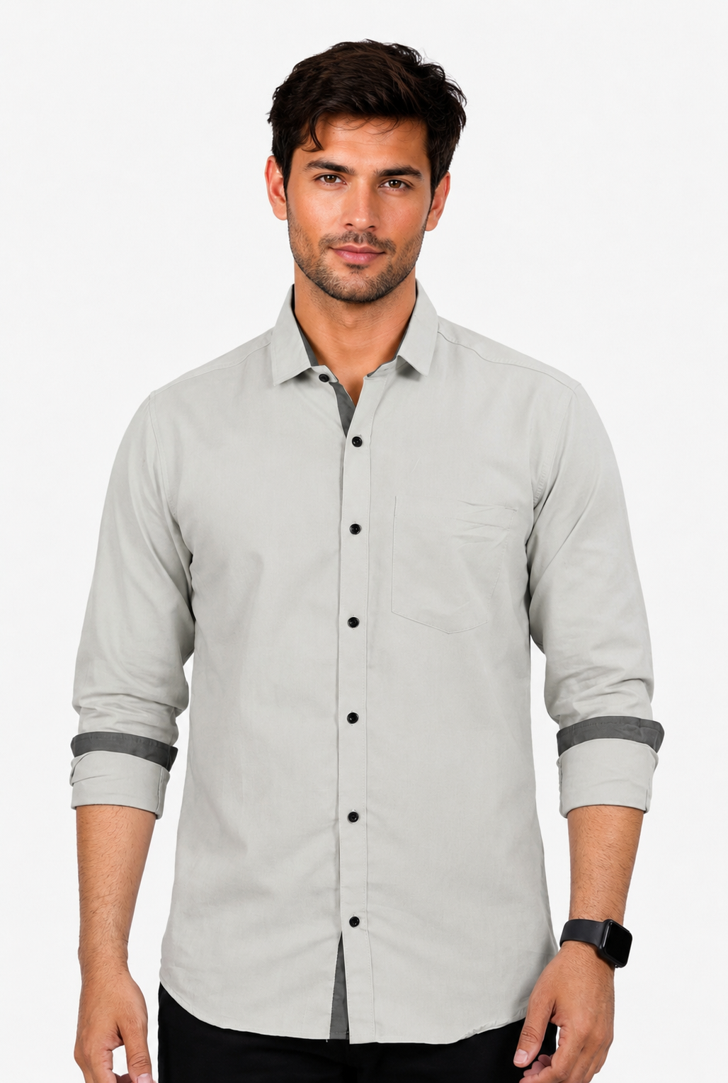 LAFRP LIGHT GREY | SLIM FIT PREMIUM POLO NECK CASUAL SHIRT | TEASERWEAR