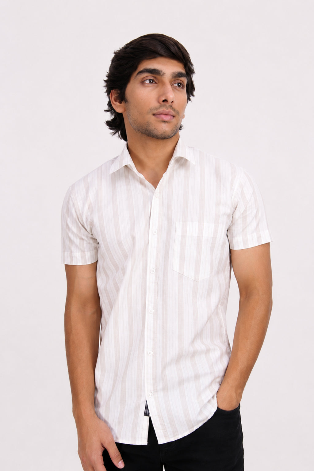OXFHL CREAM | SLIM FIT PREMIUM POLO NECK CASUAL SHIRT | TEASERWEAR
