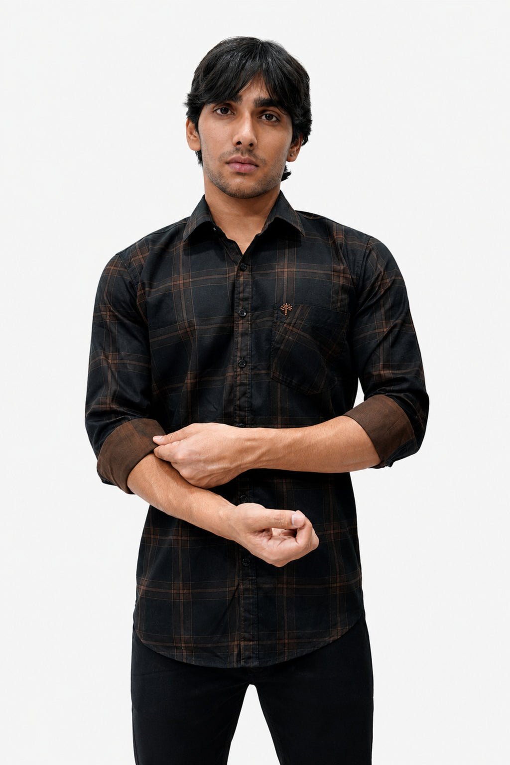 DOBC 2 BROWN | SLIM FIT PREMIUM POLO NECK CASUAL SHIRT | TEASERWEAR