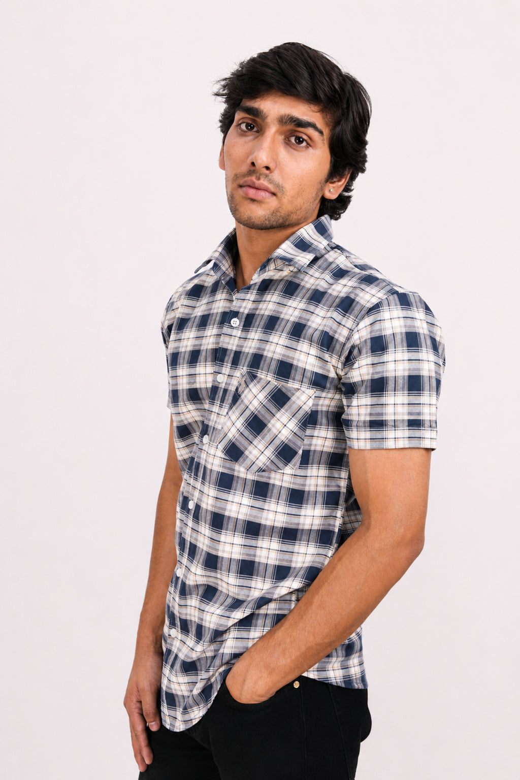 OXFHC NAVY BLUE | SLIM FIT PREMIUM POLO NECK CASUAL SHIRT | TEASERWEAR