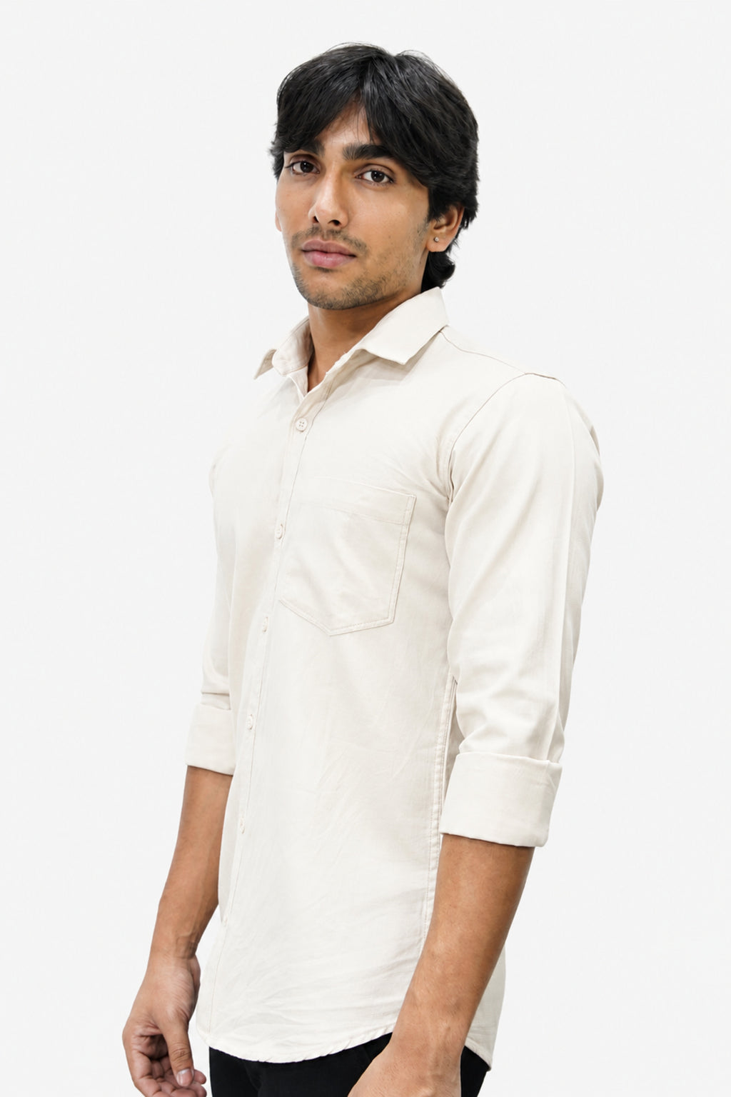 OXFP CREAM | SLIM FIT PREMIUM POLO NECK CASUAL SHIRT | TEASERWEAR
