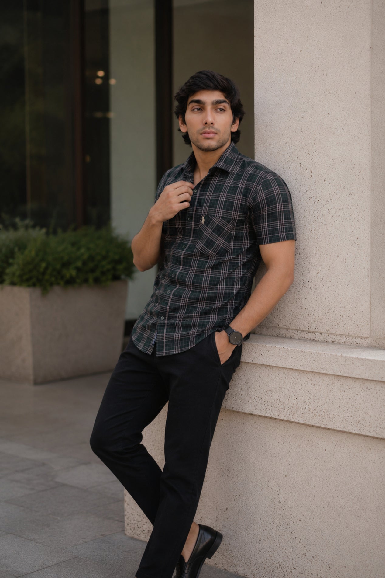 OXFHC DARK GREEN | SLIM FIT PREMIUM POLO NECK CASUAL SHIRT | TEASERWEAR