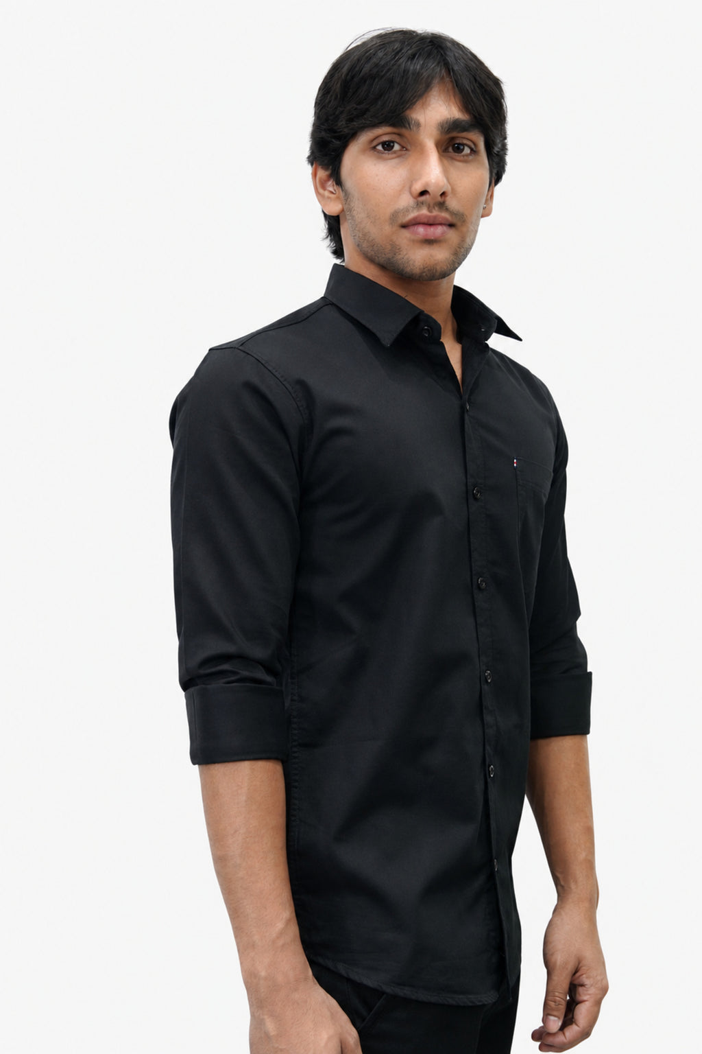 OXFP BLACK | SLIM FIT PREMIUM POLO NECK CASUAL SHIRT | TEASERWEAR