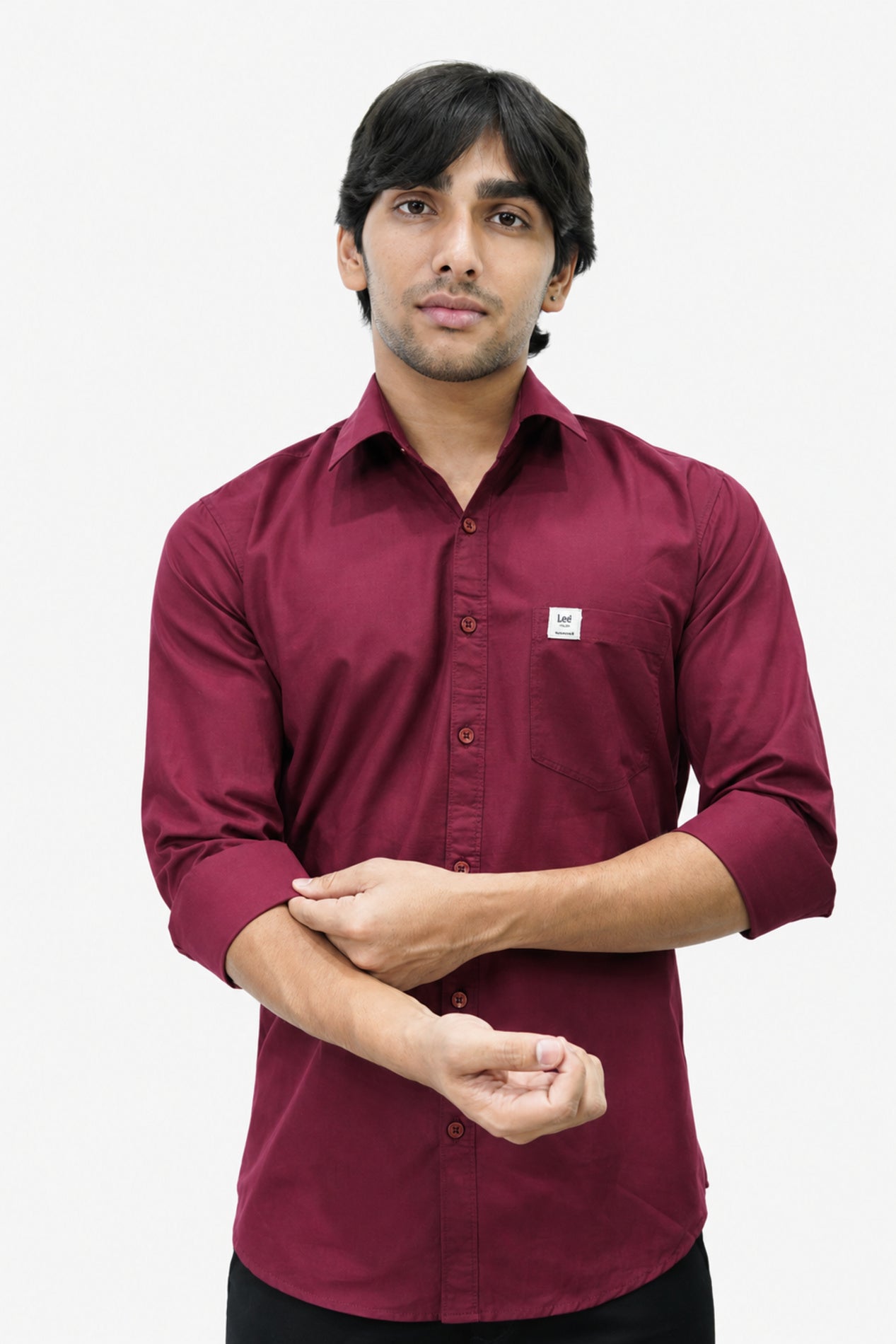 OXFP MAROON | SLIM FIT PREMIUM POLO NECK CASUAL SHIRT | TEASERWEAR