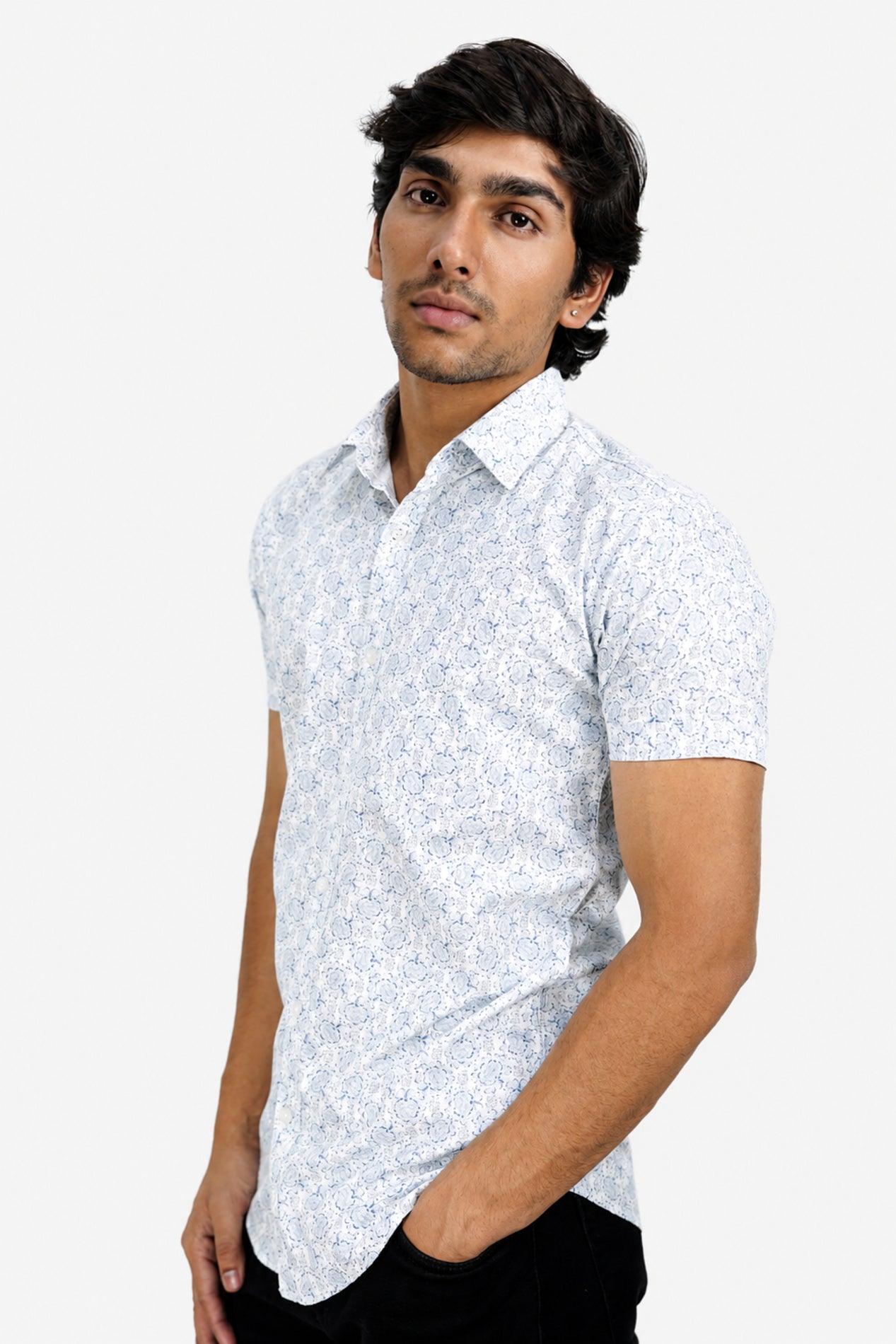 DOBHP BLUE | SLIM FIT PREMIUM POLO NECK CASUAL SHIRT | TEASERWEAR