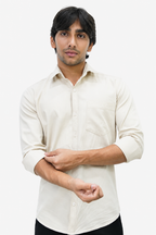 OXFP CREAM | SLIM FIT PREMIUM POLO NECK CASUAL SHIRT | TEASERWEAR