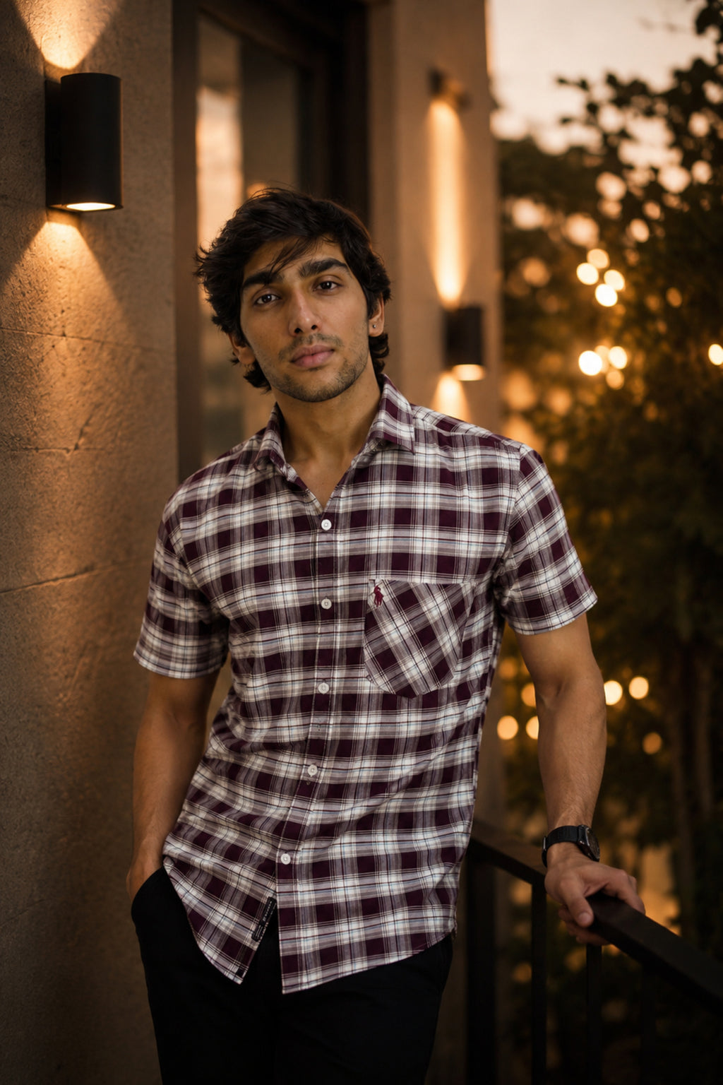 OXFHC MAROON | SLIM FIT PREMIUM POLO NECK CASUAL SHIRT | TEASERWEAR