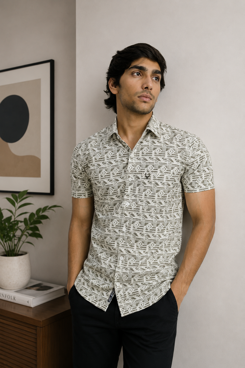 DOBHP GREY | SLIM FIT PREMIUM POLO NECK CASUAL SHIRT | TEASERWEAR