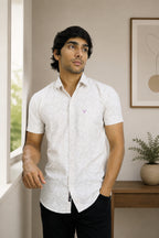 DOBHP WHITE | SLIM FIT PREMIUM POLO NECK CASUAL SHIRT | TEASERWEAR