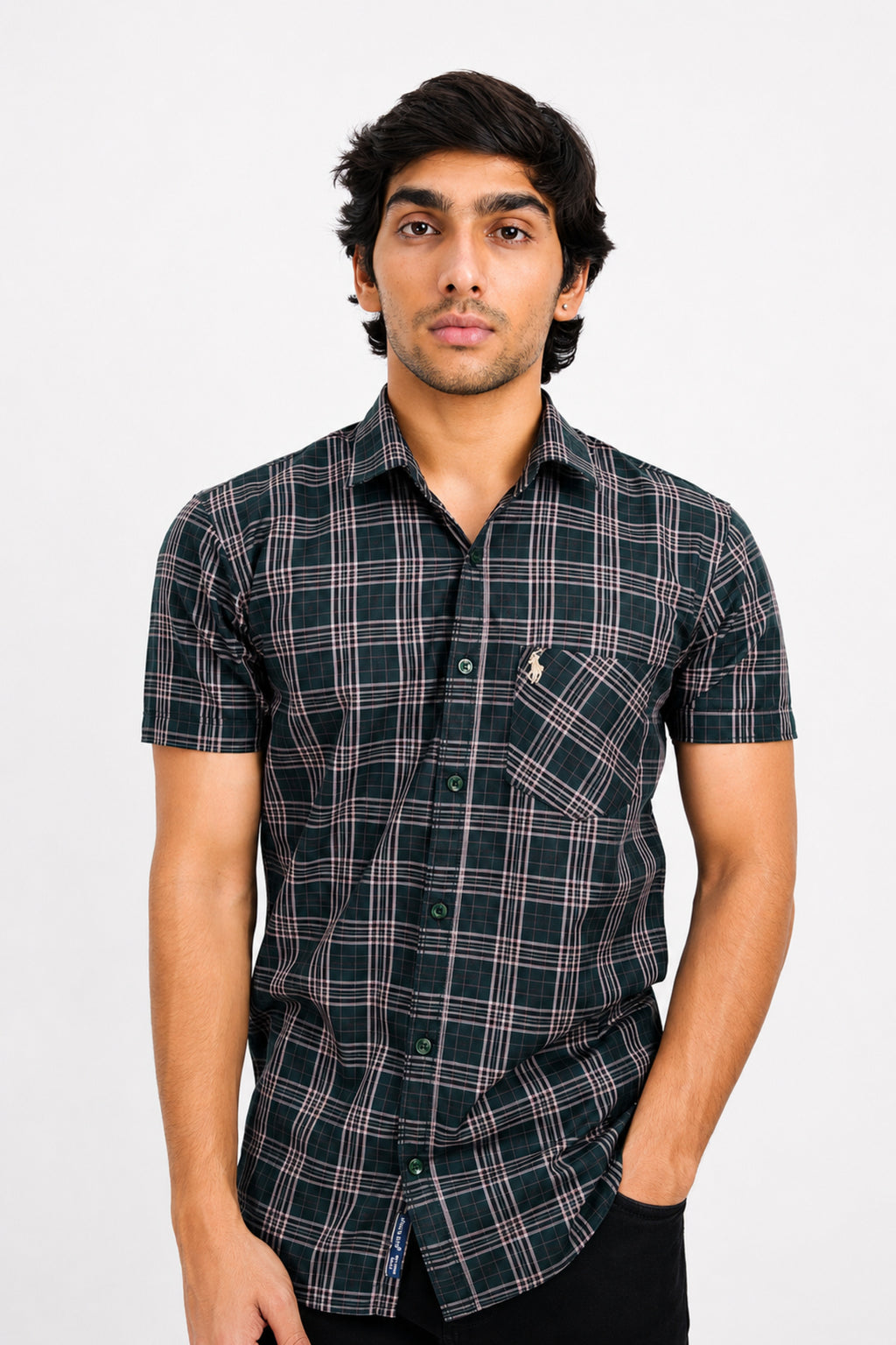 OXFHC DARK GREEN | SLIM FIT PREMIUM POLO NECK CASUAL SHIRT | TEASERWEAR
